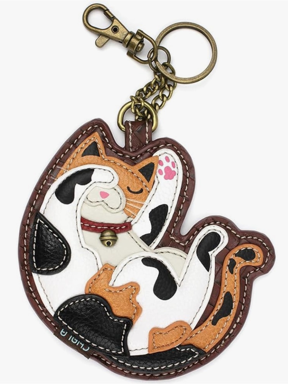 Chala Curling Cat Appliqué Key Fob Coin Purse NWT